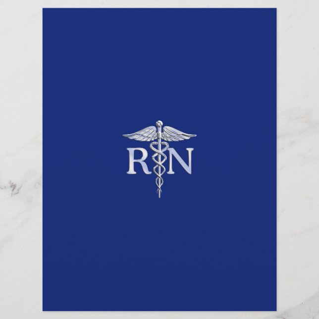 Registrerat Nurse RN Silver Caduceus Navy Blue dec (Framsida)