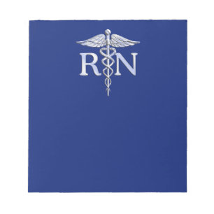 Registrerat Nurse RN Silver Caduceus Navy Blue dec Anteckningsblock