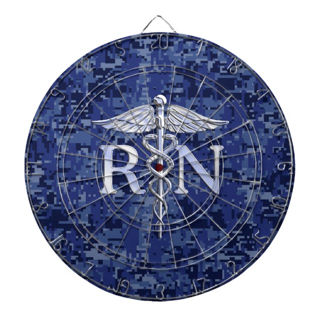 Registrerat Nurse RN Silver Caduceus på marinkambo Piltavla (Framsidan)