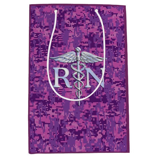 Registrerat Nurse Silver Caduceus Rosa Camouflage (Framsidan)