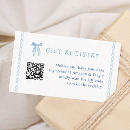 Registrering av Blue Bow Boy Baby Shower Gift-regi Tilläggskort