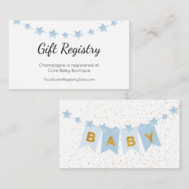 Registrering av Blue Bunting Flaggor Baby Shower G Tilläggskort (Fram/baksida)
