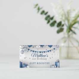 Registrering av Blue Silver Birthday Gift Tilläggskort