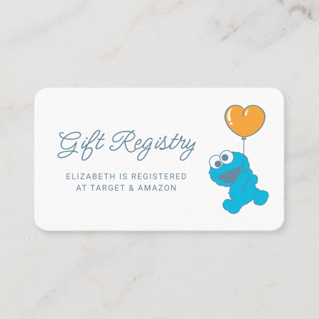 Registrering av Cookie Monster Balloon Gift-regist Placeringskort (Framsida)