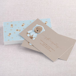 Registrering av Dusty Blue Nalle Baby Shower Gift Visitkort