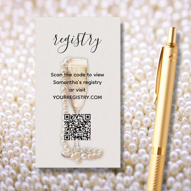 Registrering av Pearls & Prosecco-Möhippor Tilläggskort (Pearls & Prosecco Bridal Shower Registry Enclosure Cards)