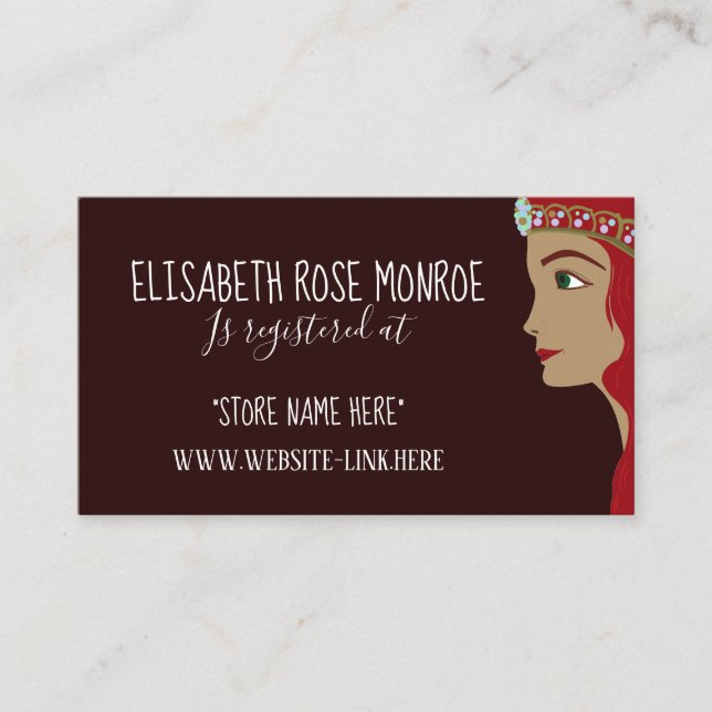 Registrering av princess Red Baby Shower Gift Regi Tilläggskort (Framsida)