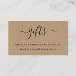 Registrering av Rustic Gift-register / Inbjudnings Tilläggskort