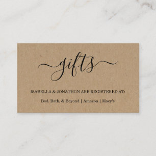 Registrering av Rustic Gift-register / Inbjudnings Tilläggskort