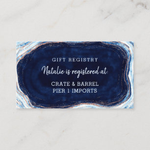 Registrering av Sapphire Blue Ro Guld Geode Shower Tilläggskort