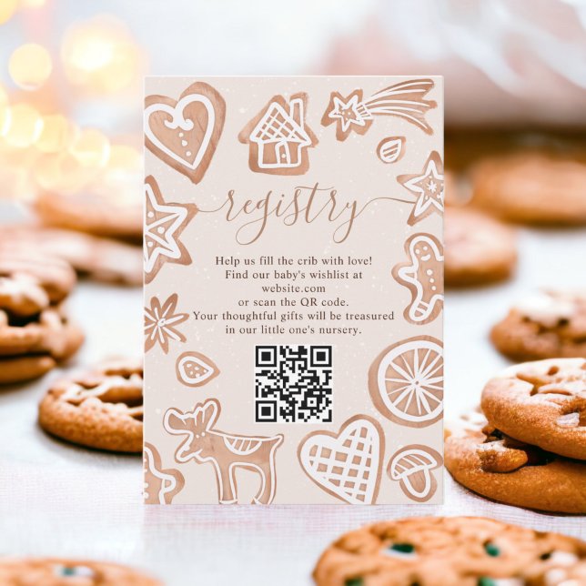 Registrering av små babyduschbord för vinterkål tilläggskort (Cute winter little cookie baby shower registry enclosure card)