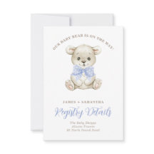 Registrering av Watercolor Baby Bear Blue Bow Gift