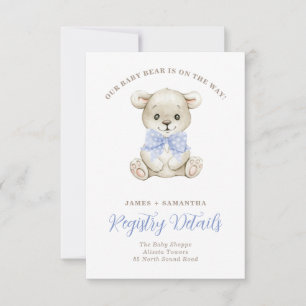 Registrering av Watercolor Baby Bear Blue Bow Gift Meddelande