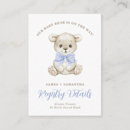 Registrering av Watercolor Baby Bear Blue Bow Gift Tilläggskort