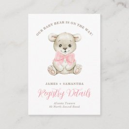 Registrering av Watercolor Baby Bear Rosa Bow Gift Tilläggskort