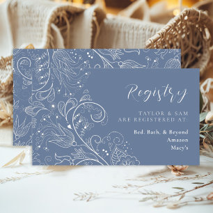 Registrering för Dusty Blue Elegant Blommigt Bröll Tilläggskort