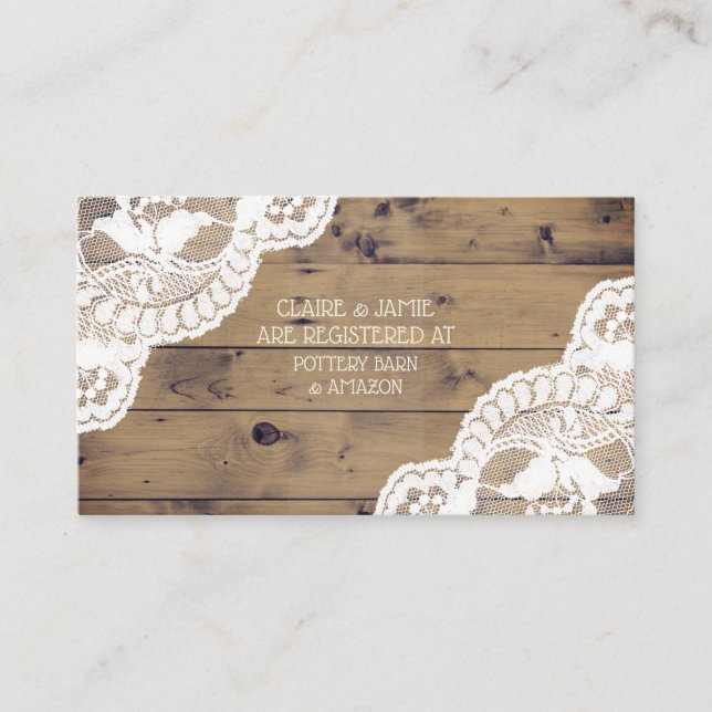 Registrering för Rustic Wood Antique Snöre Bröllop Tilläggskort (Framsida)