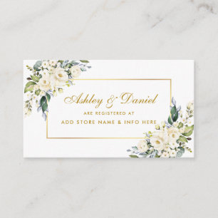 Registrering för White Blommigt Dusty Blue Guld Br Tilläggskort