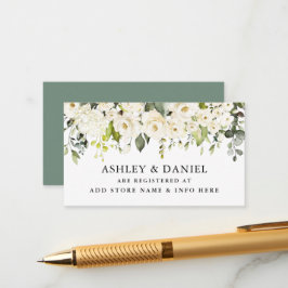 Registrering för White Blommigt Sage Grönt Bröllop Tilläggskort