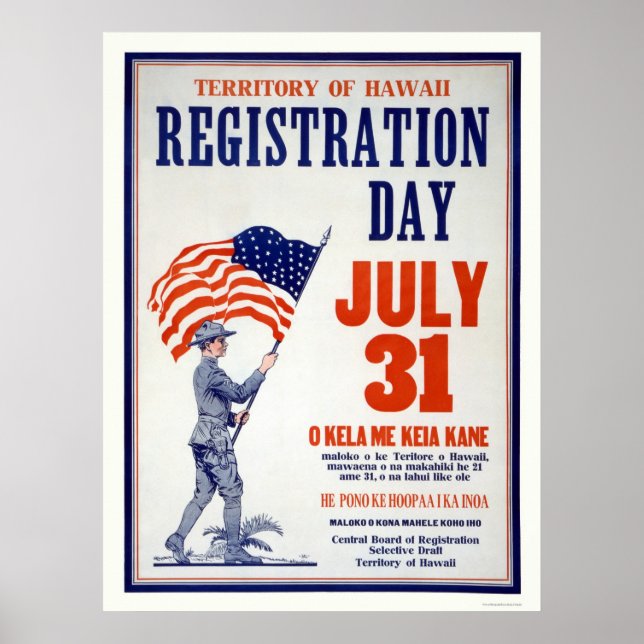 Registreringsdagen för delstaten Hawaii den 31 jul Poster (Framsidan)