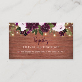 Registreringsenheten för plum Blommigt Rustic Wood Tilläggskort