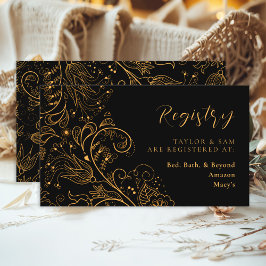 Registreringsenheten guld och Black Elegant Blommi Tilläggskort