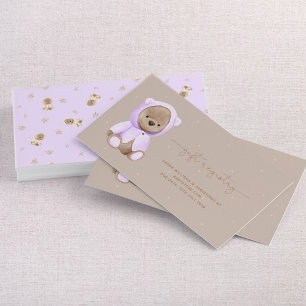 Registreringsenheten Lavender Nalle Baby Shower Gi Visitkort