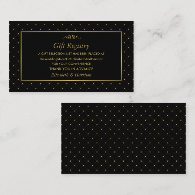 Registreringsenheten Modern Black & Gold Foil Effe Tilläggskort (Fram/baksida)