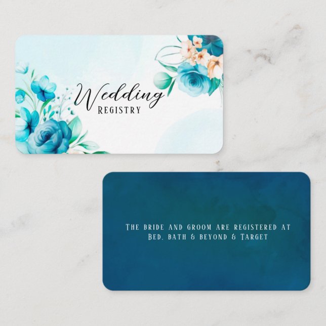 Registreringsenheten Teal and Peach Watercolor Blo Visitkort (Fram/baksida)