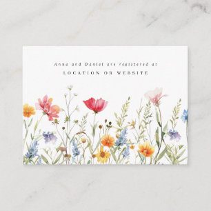 Registreringshölje för Watercolor Wildblomme Bröll Tilläggskort