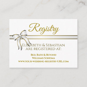 Registreringshölje för White & Guld Ribbon Bröllop Tilläggskort