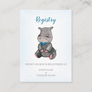 Registreringskort   baby shower   pojke   Flodhäst Tilläggskort