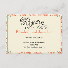 Registreringskort för orange & Teal Rustic Bröllop Tilläggskort