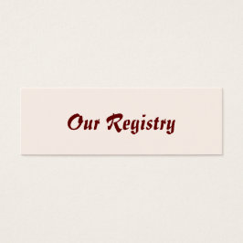 Registreringskort för personligens Smala - Bride & Litet Visitkort