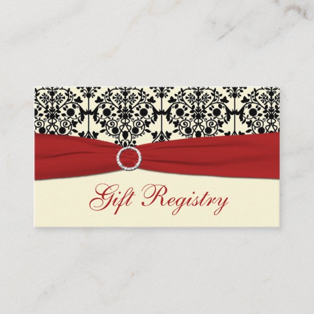 Registreringskort för Red, Cream och Black Damask Tilläggskort (Framsida)