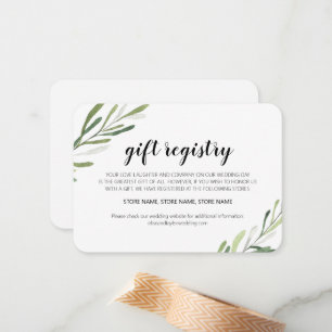 Registreringskort för Rustic Elegant Greenery Gift Anteckningskort