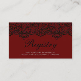 Registreringskort för svarta och röda Snöre Bröllo Tilläggskort