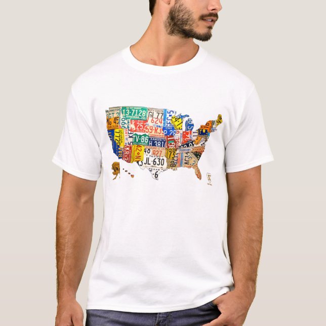 Registreringsskyltkarta av USA T-tröja T Shirt (Framsida)