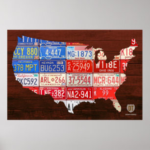Registreringsskyltkartaflagga av USA Poster