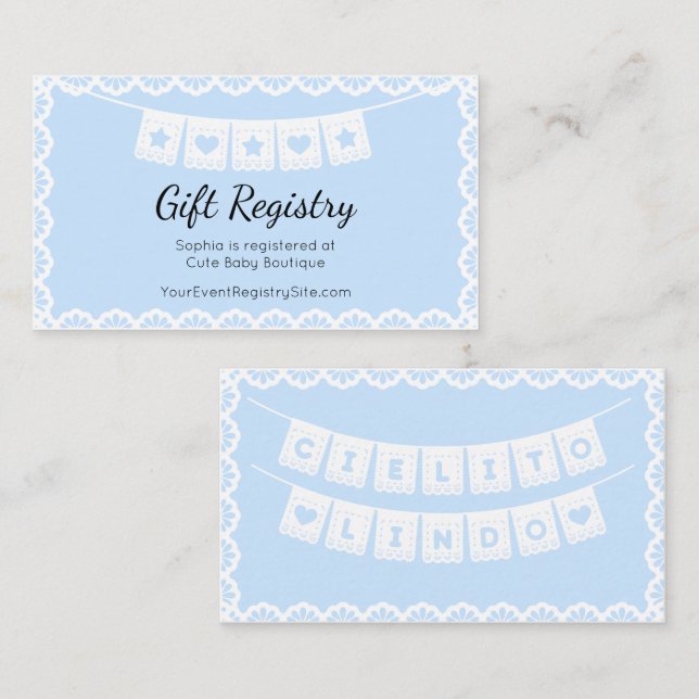 Registret Cielito Lindo Blue Baby Shower Gift Tilläggskort (Fram/baksida)