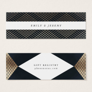 Registret Diamond Geometric Navy Guld Gatsby Gift Litet Visitkort