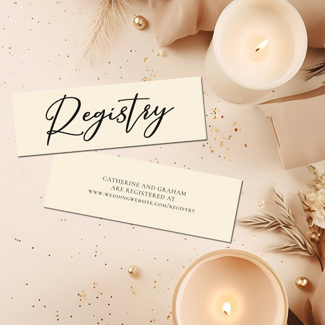 Registret elegant Ivory Minimalist Bröllop Mini Visitkort (Skapare uppladdad)