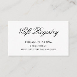 Registret elegant Script Black and White Gift Tilläggskort
