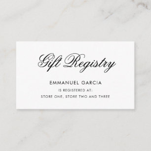 Registret elegant Script Black and White Gift Tilläggskort