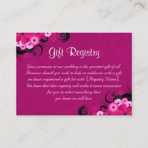 Registret Hibiscus Fuchsia Mini Bröllop Gift Tilläggskort
