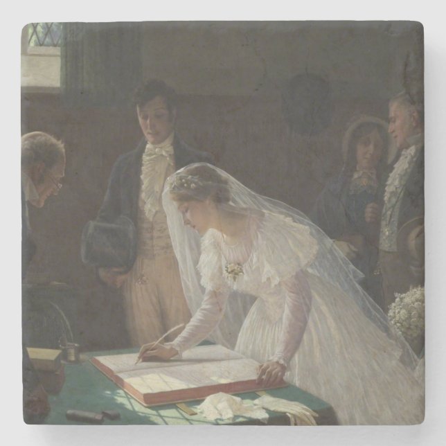 Registret i Bröllop (av Edmund Blair Leighton) Stenunderlägg (Framsidan)