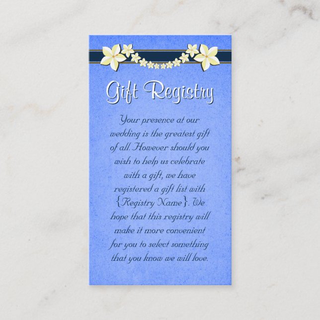 Registret Rustic Blue Mini Bröllop Gift Tilläggskort (Framsida)
