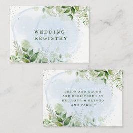 Registret Rustic Greenery Dusty Blue Airy Bröllop Visitkort