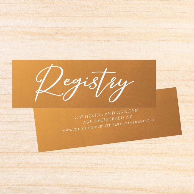 Registret Rustic Guld Typography Simple Bröllop Mini Visitkort (Skapare uppladdad)