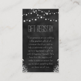 Registret String Ljus Black Chalkboard Gift Regist Tilläggskort